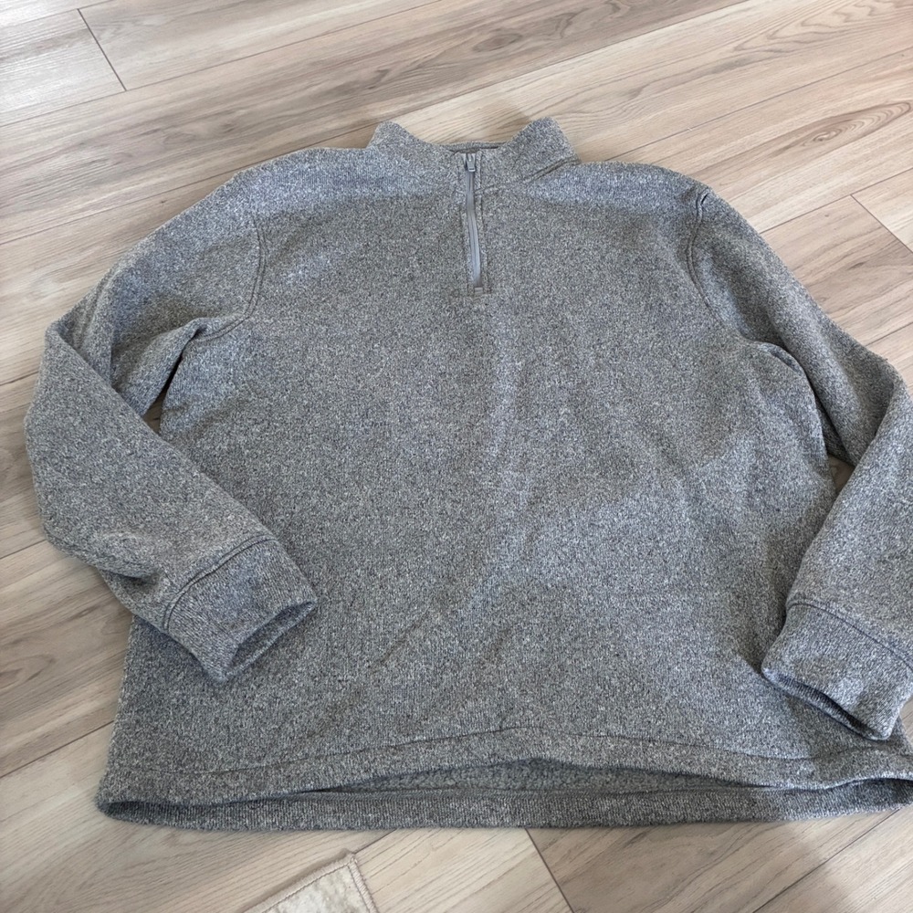 Old Navy Mens XXL Heather Gray Quarter Zip Pullover Sweater Knit Mockneck